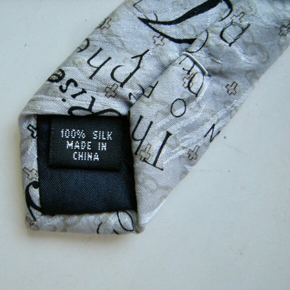 Jesus Silk Tie Christian Themed Light Gray - Picture 4 of 6